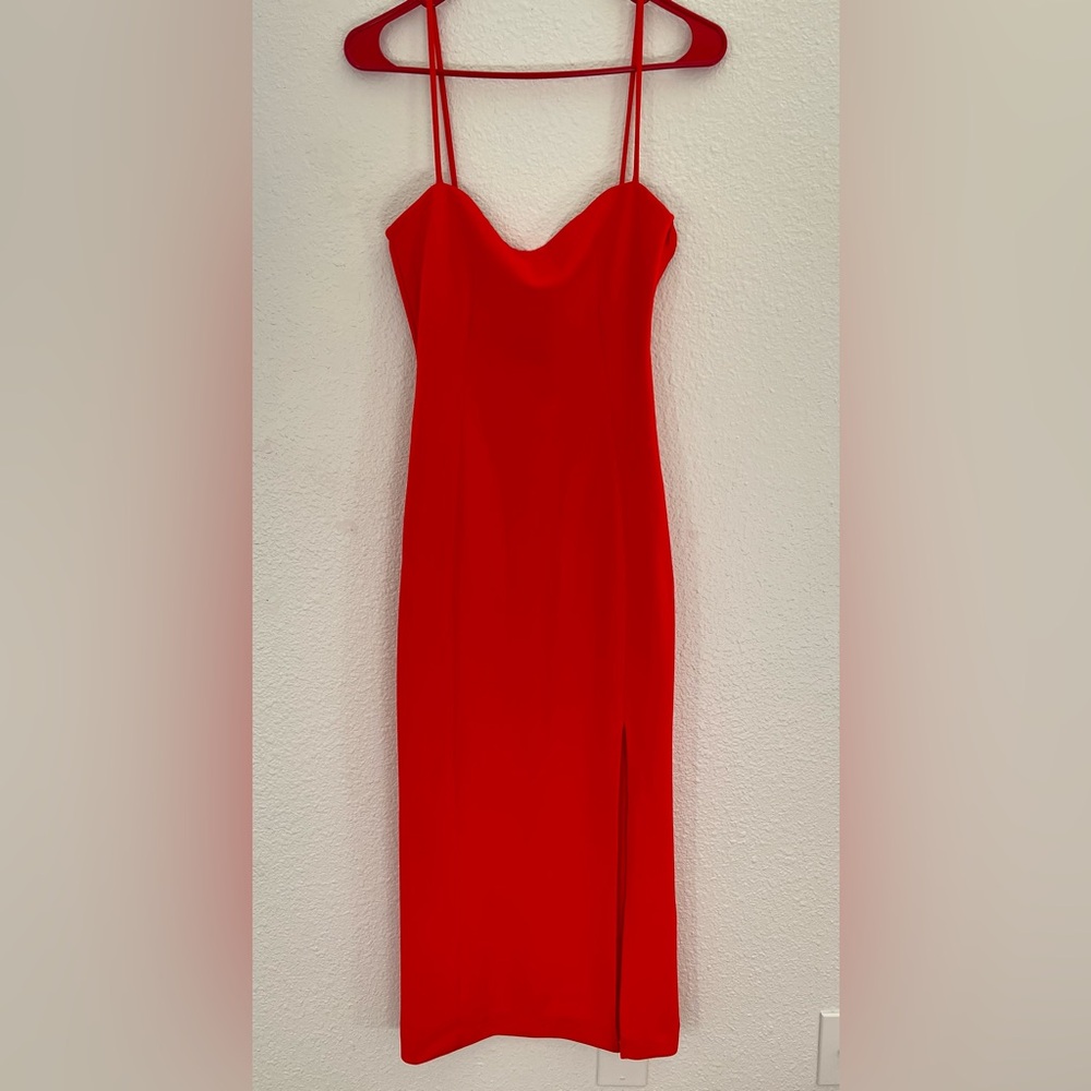 Zara Scarlet Spaghetti-Strap Midi Dress